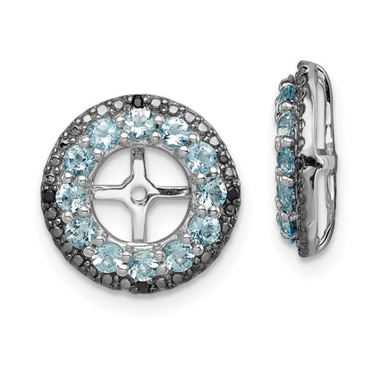 Sterling Silver Rhodium Aquamarine u0026 Black Sapphire Earring Jacket