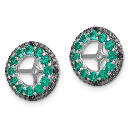 Sterling Silver Rhodium Created Emerald u0026 Black Sapphire Earring Jacket