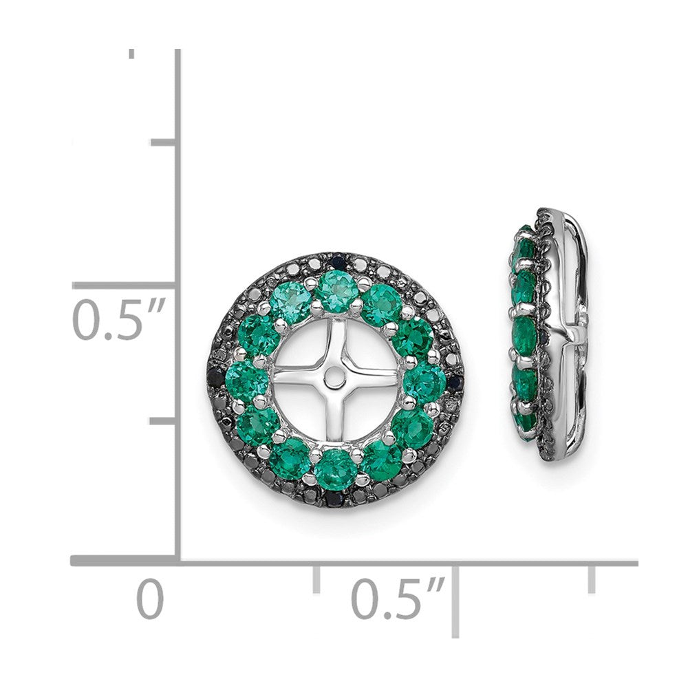 Sterling Silver Rhodium Created Emerald u0026 Black Sapphire Earring Jacket