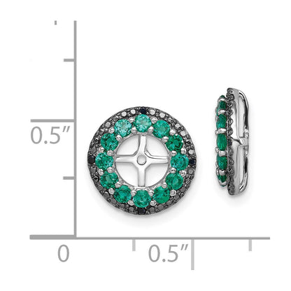 Sterling Silver Rhodium Created Emerald u0026 Black Sapphire Earring Jacket