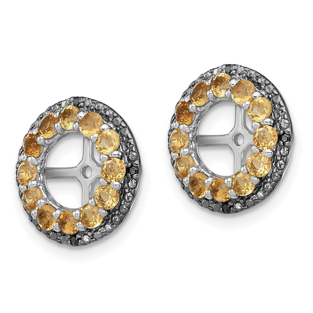 Sterling Silver Rhodium Citrine u0026 Black Sapphire Earring Jacket