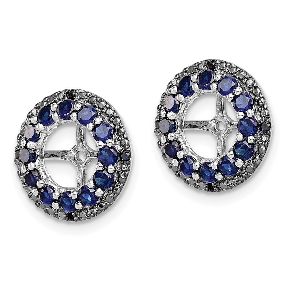 Sterling Silver Rhodium Created Sapphire u0026 Black Sapphire Earring Jacket