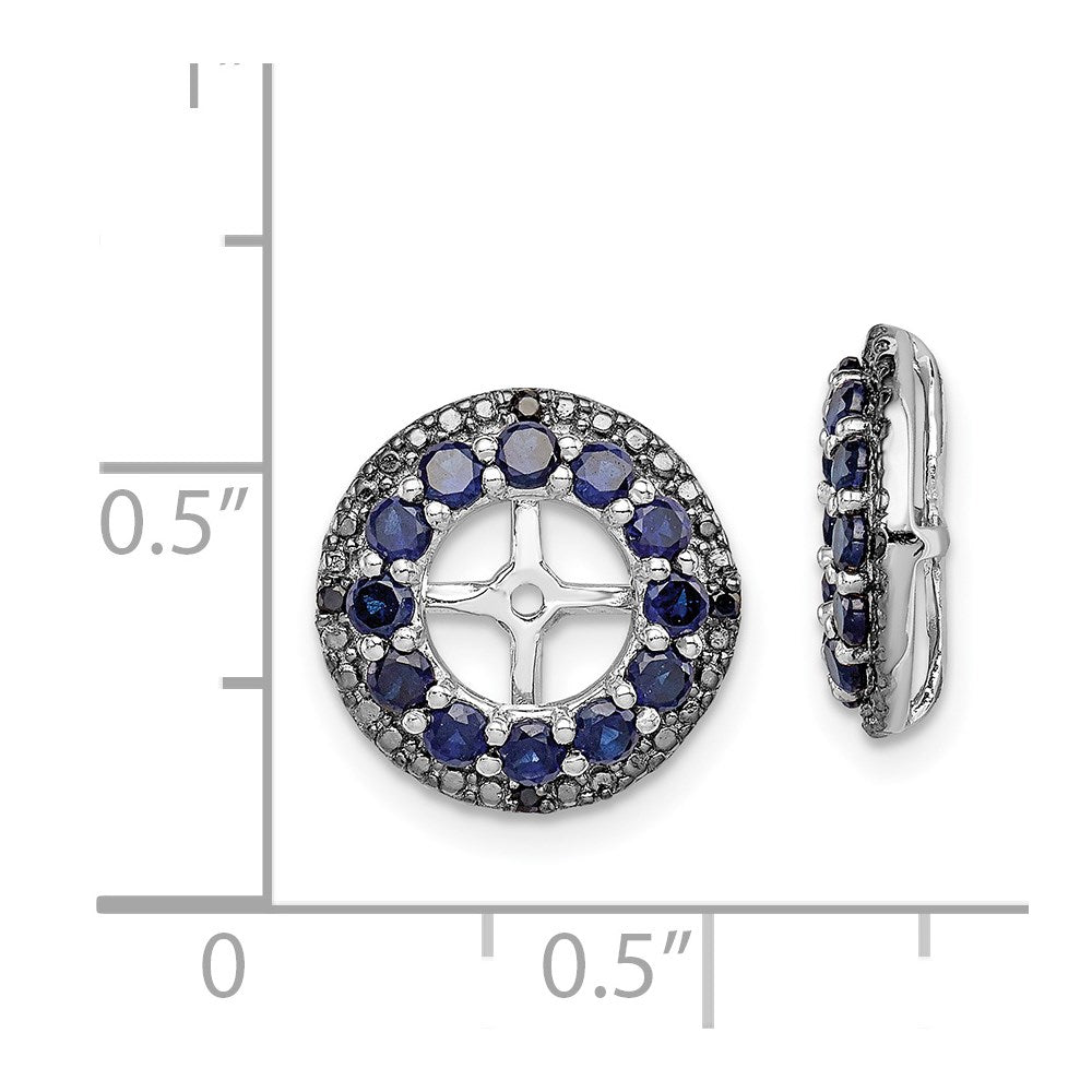 Sterling Silver Rhodium Created Sapphire u0026 Black Sapphire Earring Jacket