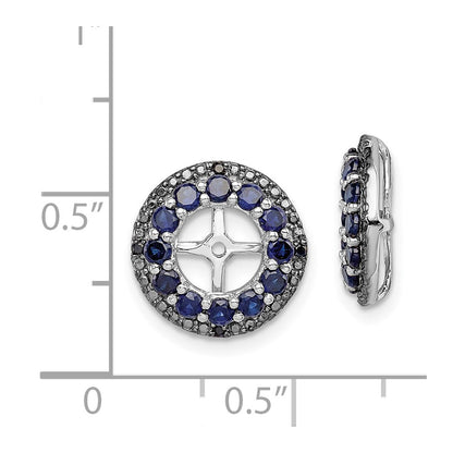 Sterling Silver Rhodium Created Sapphire u0026 Black Sapphire Earring Jacket