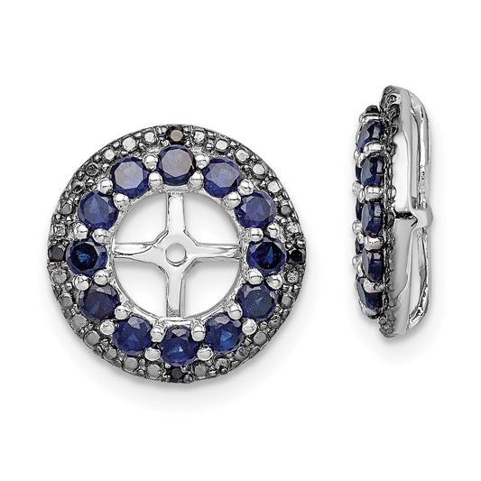 Sterling Silver Rhodium Created Sapphire u0026 Black Sapphire Earring Jacket