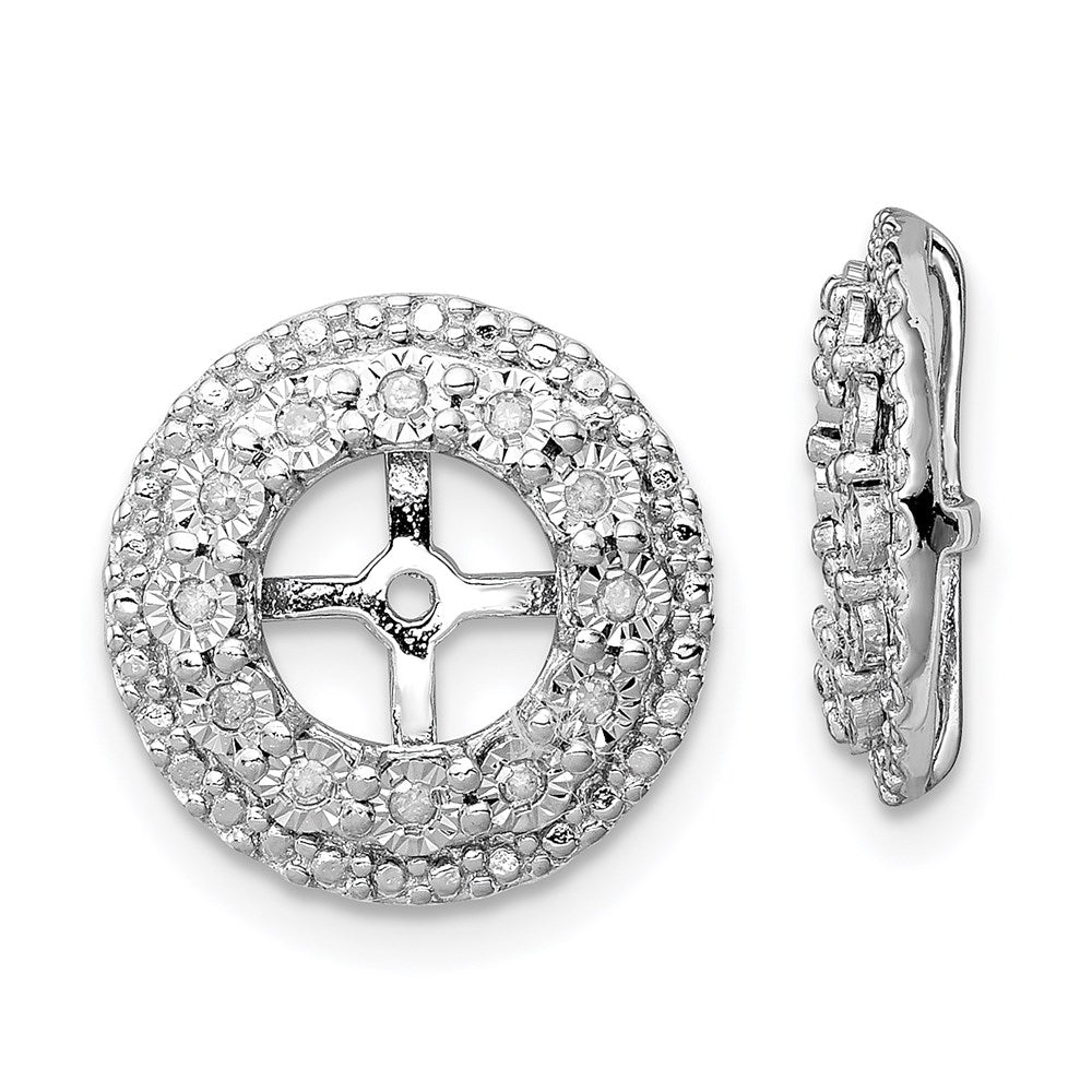 Sterling Silver Rhodium Diamond Earring Jacket