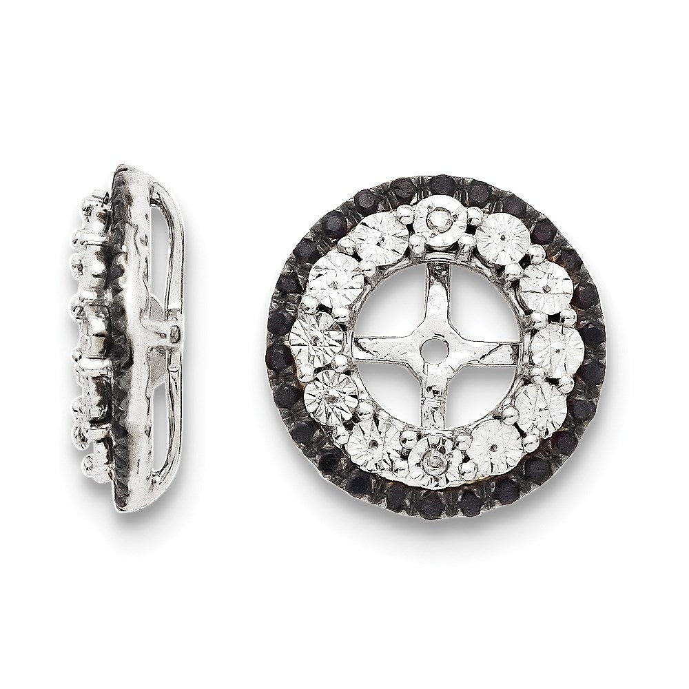 Sterling Silver Rhodium Diamond u0026 Black Sapphire Earring Jacket