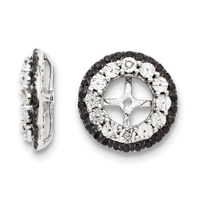 Sterling Silver Rhodium Diamond u0026 Black Sapphire Earring Jacket