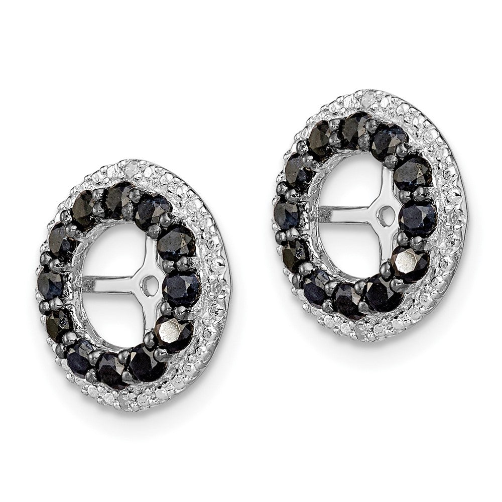 Sterling Silver Rhodium Diamond u0026 Black Sapphire Earring Jacket