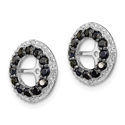 Sterling Silver Rhodium Diamond u0026 Black Sapphire Earring Jacket