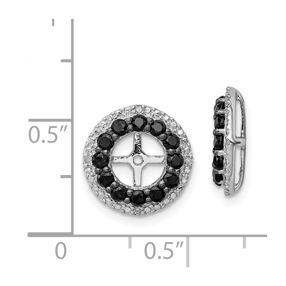 Sterling Silver Rhodium Diamond u0026 Black Sapphire Earring Jacket