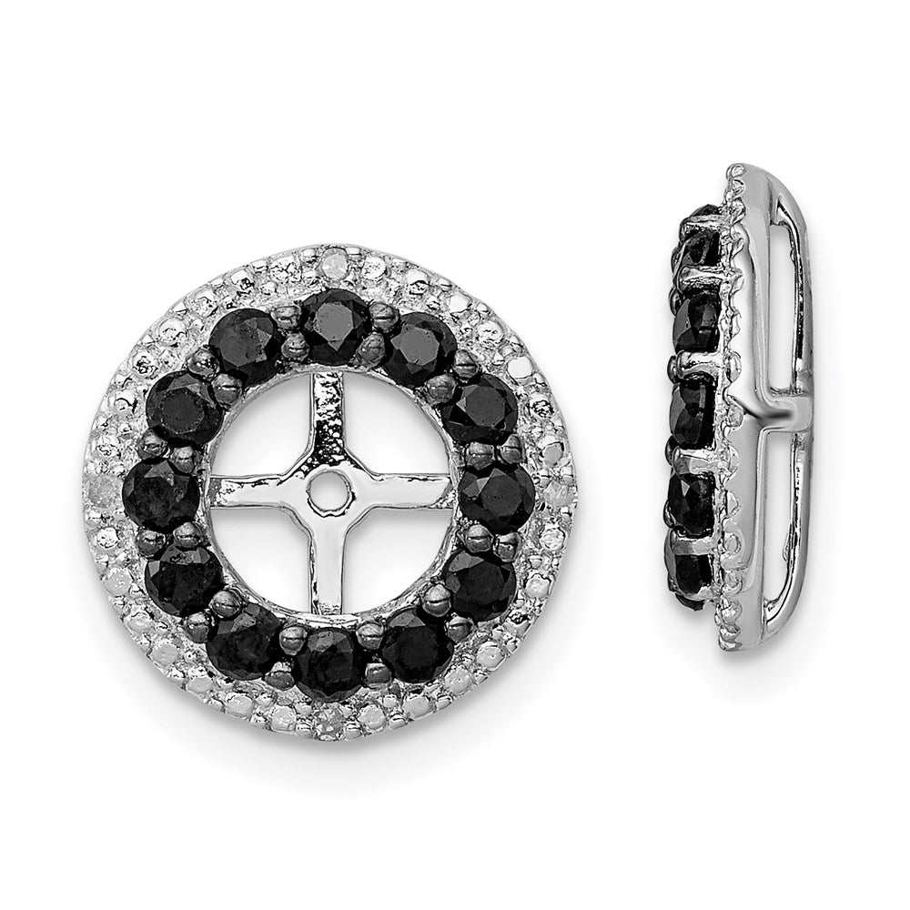 Sterling Silver Rhodium Diamond u0026 Black Sapphire Earring Jacket