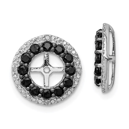 Sterling Silver Rhodium Diamond u0026 Black Sapphire Earring Jacket