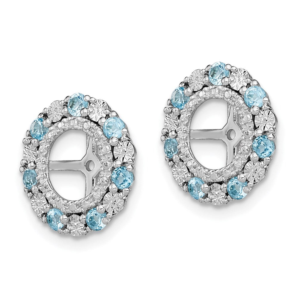 Sterling Silver Rhodium Swiss Blue Topaz Earring Jacket