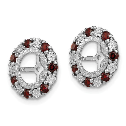 Sterling Silver Rhodium Garnet Earring Jacket