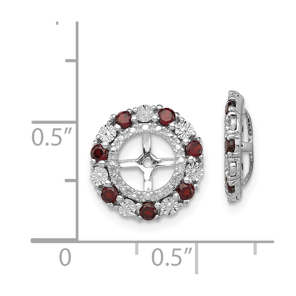 Sterling Silver Rhodium Garnet Earring Jacket