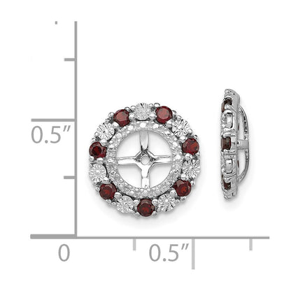 Sterling Silver Rhodium Garnet Earring Jacket