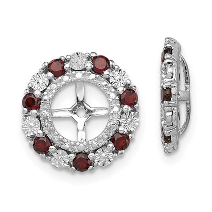 Sterling Silver Rhodium Garnet Earring Jacket