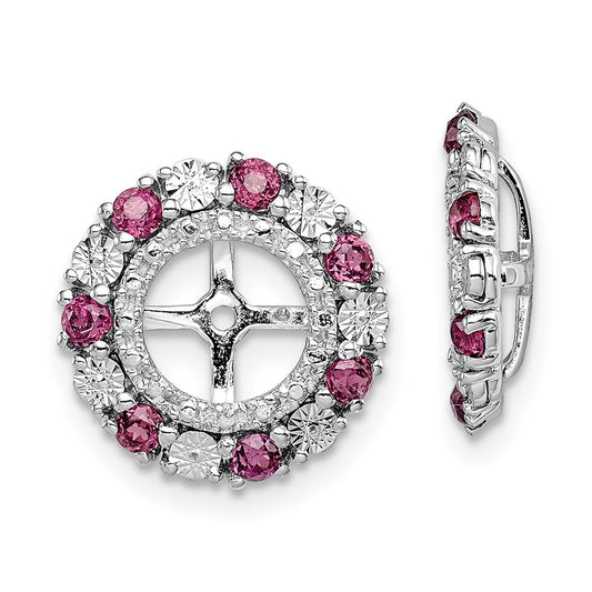 Sterling Silver Rhodium Rhodolite Garnet Earring Jacket