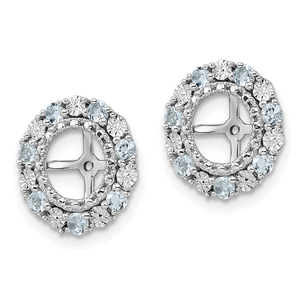 Sterling Silver Rhodium Aquamarine Earring Jacket