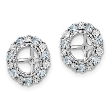 Sterling Silver Rhodium Aquamarine Earring Jacket