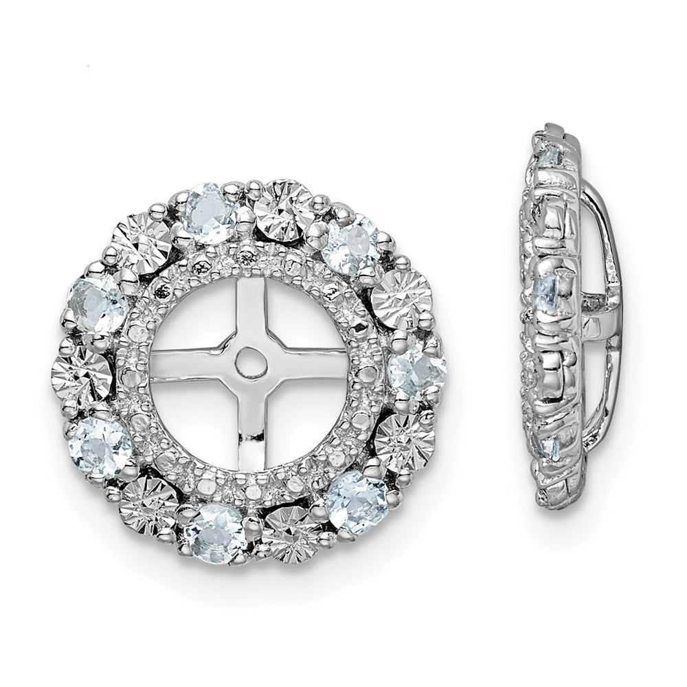 Sterling Silver Rhodium Aquamarine Earring Jacket