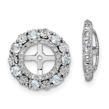 Sterling Silver Rhodium Aquamarine Earring Jacket