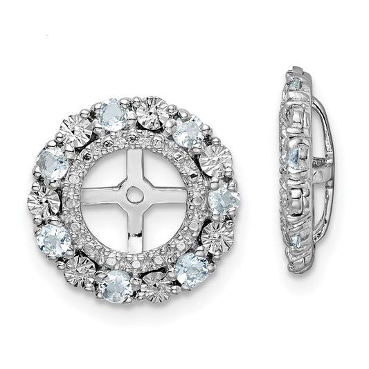 Sterling Silver Rhodium Aquamarine Earring Jacket