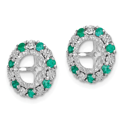 Sterling Silver Rhodium Created Emerald Earring Jacket