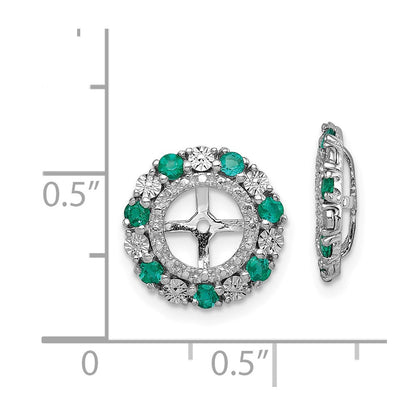 Sterling Silver Rhodium Created Emerald Earring Jacket