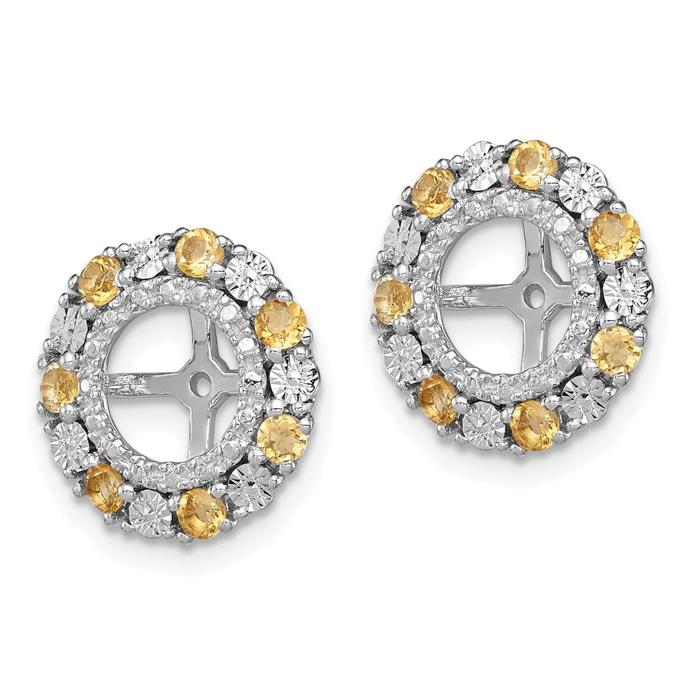 Sterling Silver Rhodium Citrine Earring Jacket