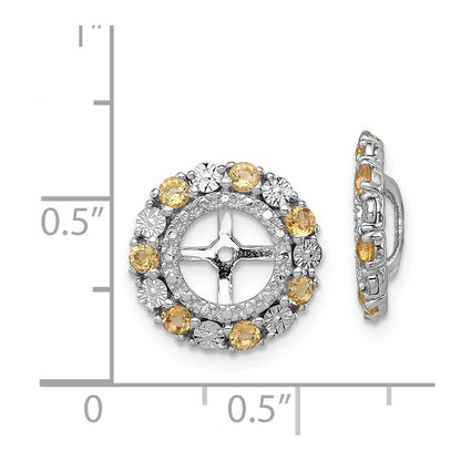 Sterling Silver Rhodium Citrine Earring Jacket