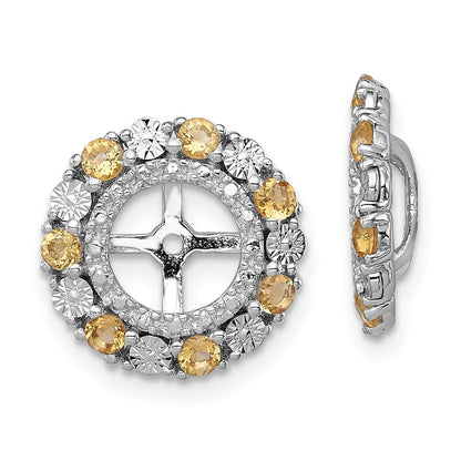 Sterling Silver Rhodium Citrine Earring Jacket
