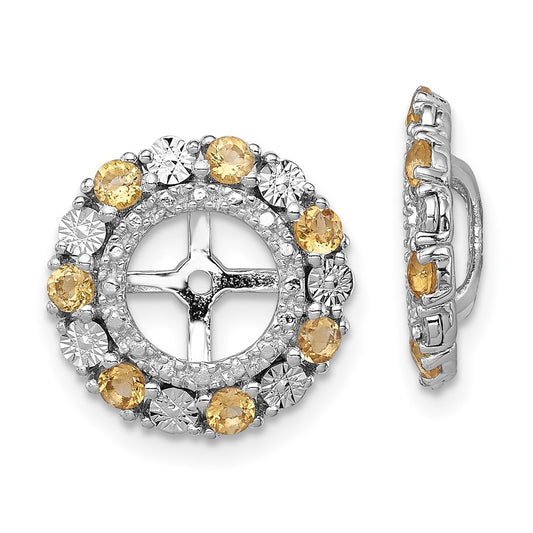 Sterling Silver Rhodium Citrine Earring Jacket