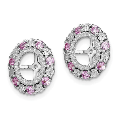 Sterling Silver Rhodium Created Pink Sapphire Earring Jacket