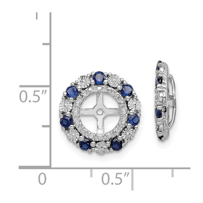 Sterling Silver Rhodium Created Sapphire Earring Jacket