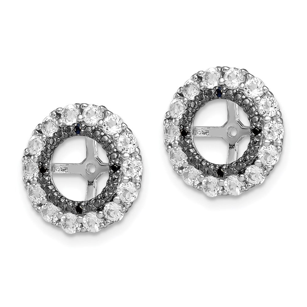Sterling Silver Rhodium White Topaz u0026 Black Sapphire Earring Jacket