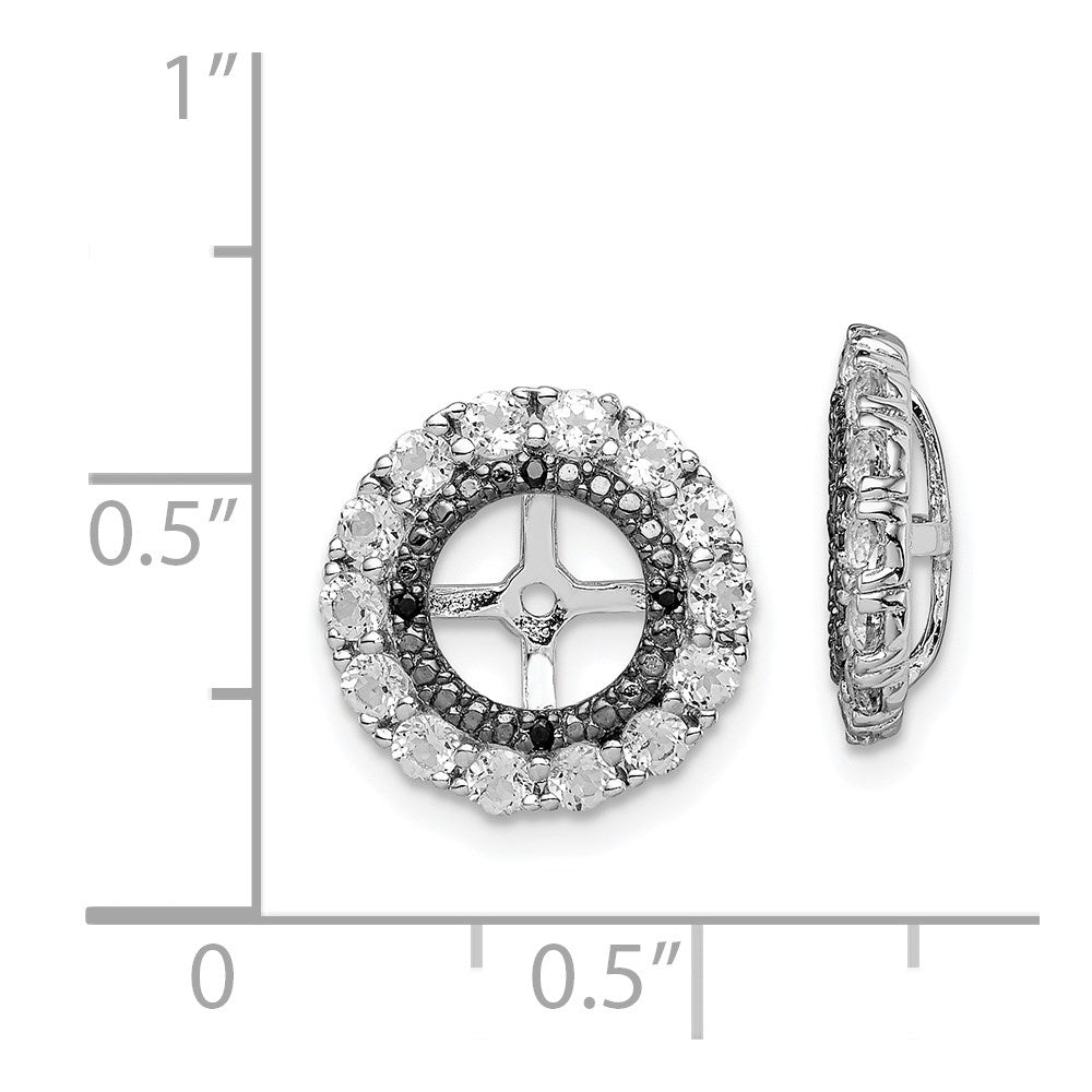 Sterling Silver Rhodium White Topaz u0026 Black Sapphire Earring Jacket