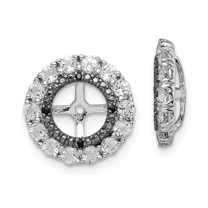 Sterling Silver Rhodium White Topaz u0026 Black Sapphire Earring Jacket