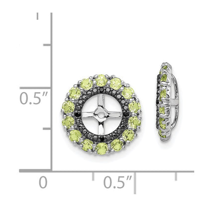 Sterling Silver Rhodium Peridot u0026 Black Sapphire Earring Jacket