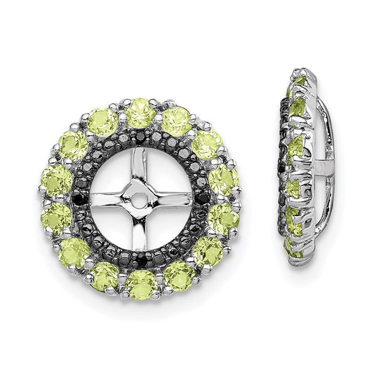 Sterling Silver Rhodium Peridot u0026 Black Sapphire Earring Jacket