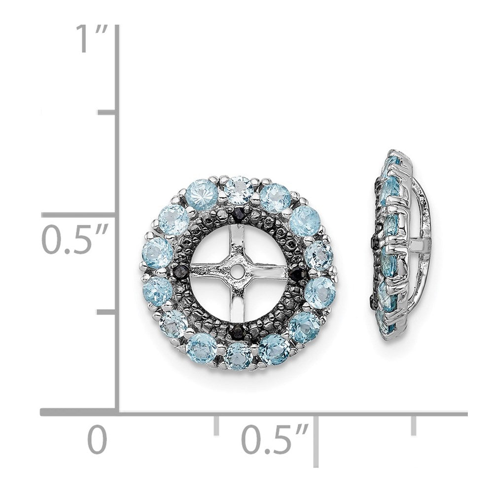 Sterling Silver Rhodium Swiss Blue Topaz u0026 Black Sapphire Earring Jacket