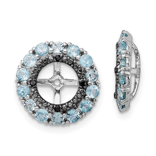 Sterling Silver Rhodium Swiss Blue Topaz u0026 Black Sapphire Earring Jacket