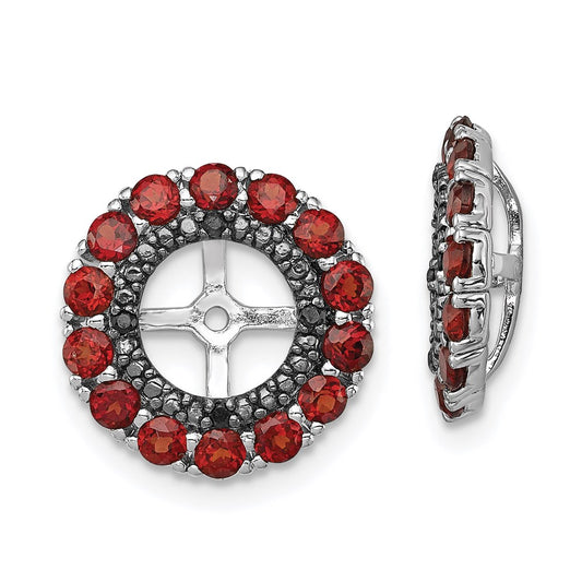 Sterling Silver Rhodium Garnet u0026 Black Sapphire Earring Jacket