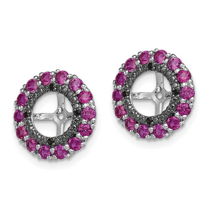Sterling Silver Rhodium Created Ruby u0026 Black Sapphire Earring Jacket