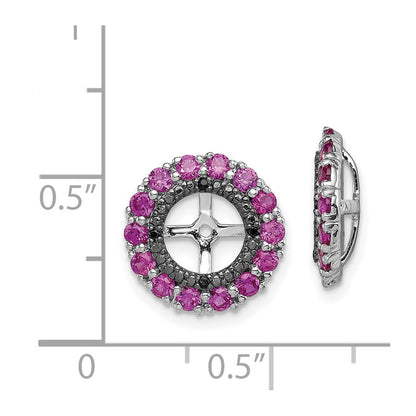 Sterling Silver Rhodium Created Ruby u0026 Black Sapphire Earring Jacket