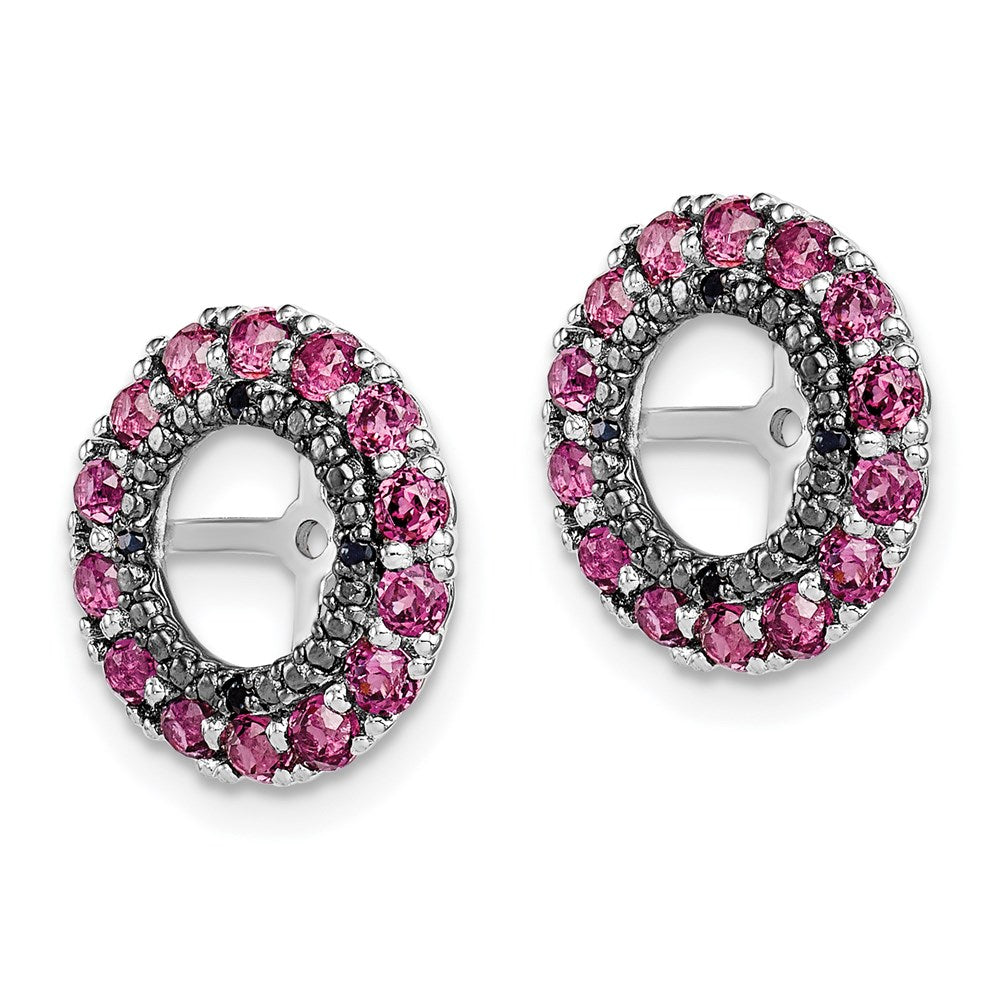 Sterling Silver Rhodium Rhodolite Garnet u0026 Black Sapphire Earring Jacket