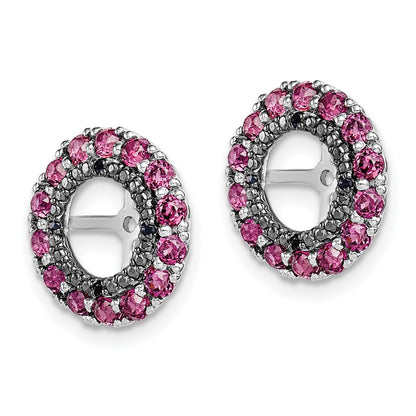 Sterling Silver Rhodium Rhodolite Garnet u0026 Black Sapphire Earring Jacket