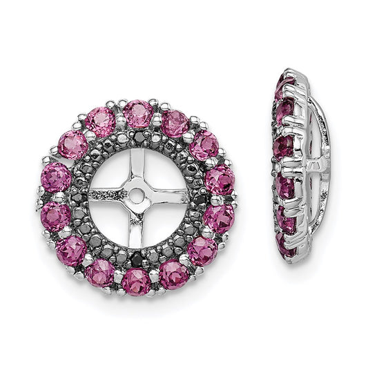 Sterling Silver Rhodium Rhodolite Garnet u0026 Black Sapphire Earring Jacket