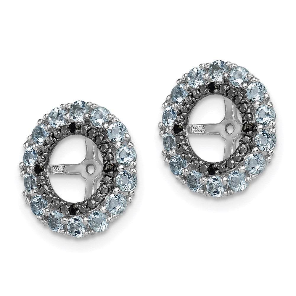 Sterling Silver Rhodium Aquamarine u0026 Black Sapphire Earring Jacket